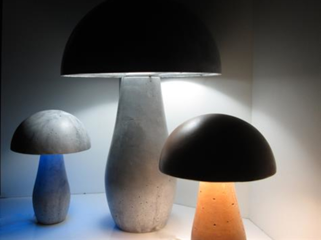 lampe champignon, lampe champignon design, lampe table, lampe béton led, luminaire Metz, lampe école de nancy